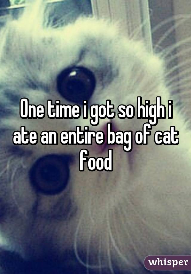 One time i got so high i ate an entire bag of cat food