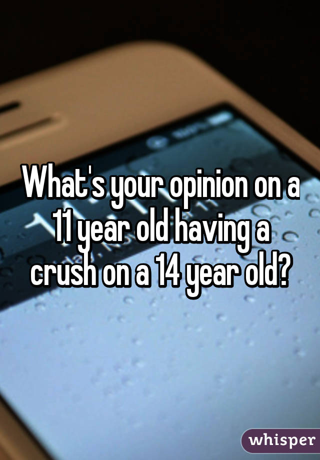 What's your opinion on a 11 year old having a crush on a 14 year old?