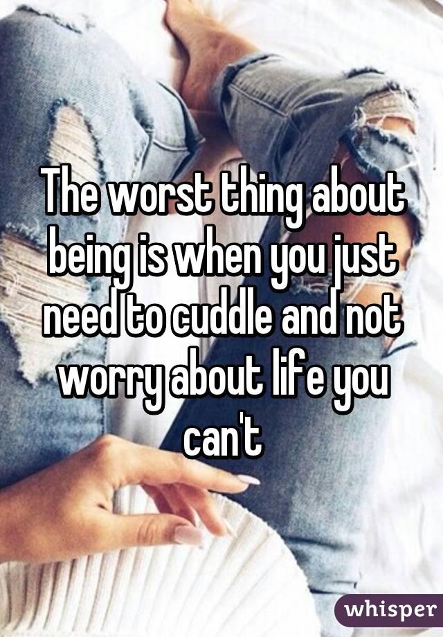 The worst thing about being is when you just need to cuddle and not worry about life you can't
