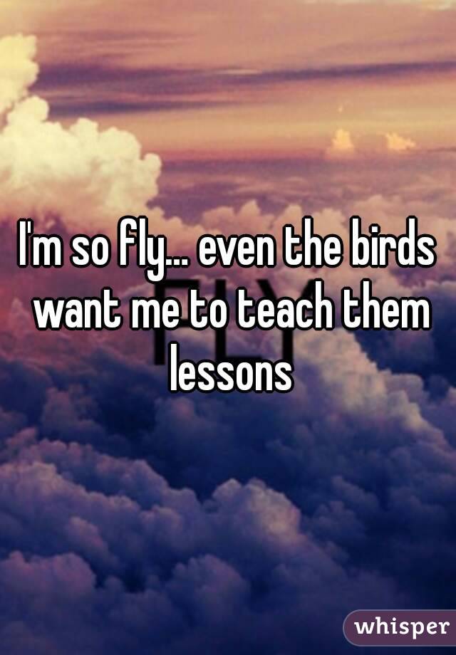 I'm so fly… even the birds want me to teach them lessons
