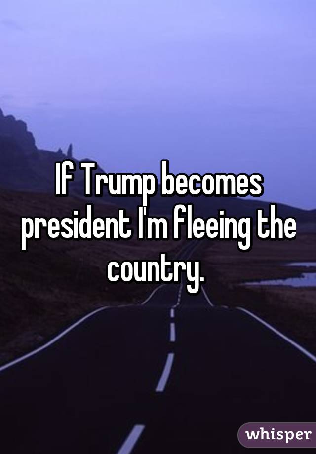 If Trump becomes president I'm fleeing the country. 