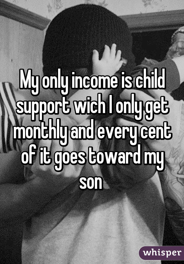 My only income is child support wich I only get monthly and every cent of it goes toward my son 