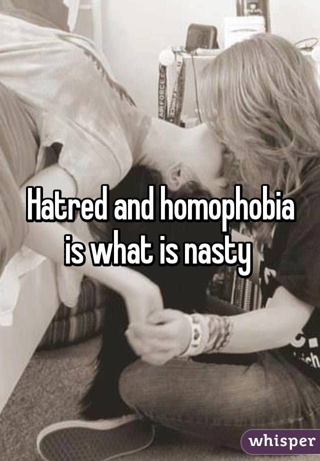 Hatred and homophobia is what is nasty 