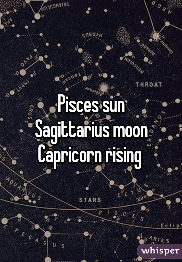 Pisces sun
Sagittarius moon
Capricorn rising 