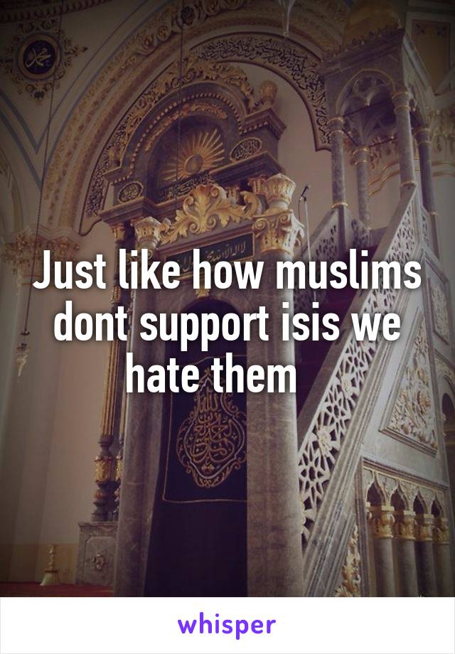 Just like how muslims dont support isis we hate them   