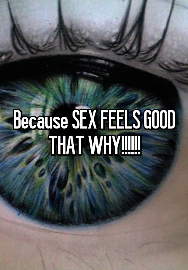 Because Sex Feels Good That Why