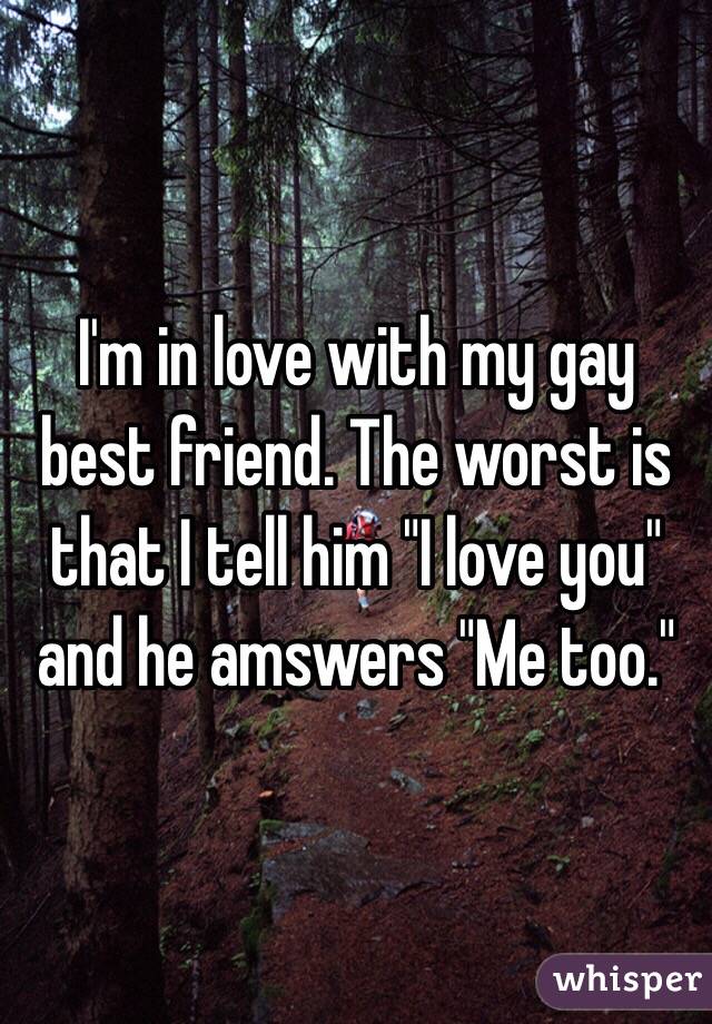 I'm in love with my gay best friend. The worst is that I tell him "I love you" and he amswers "Me too."
