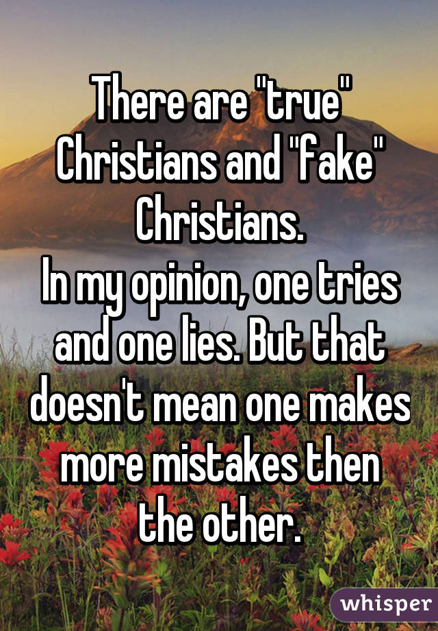 There are "true" Christians and "fake" Christians.
In my opinion, one tries and one lies. But that doesn't mean one makes more mistakes then the other.