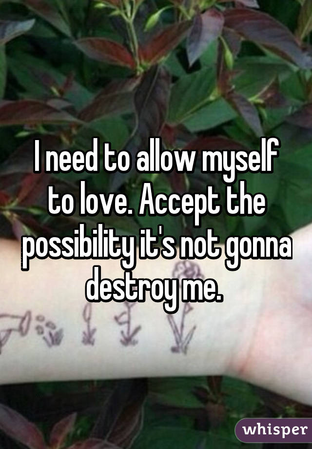 I need to allow myself to love. Accept the possibility it's not gonna destroy me. 