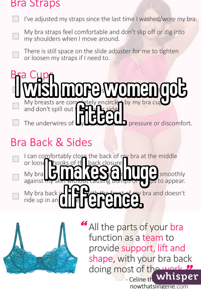I wish more women got fitted.

It makes a huge difference.