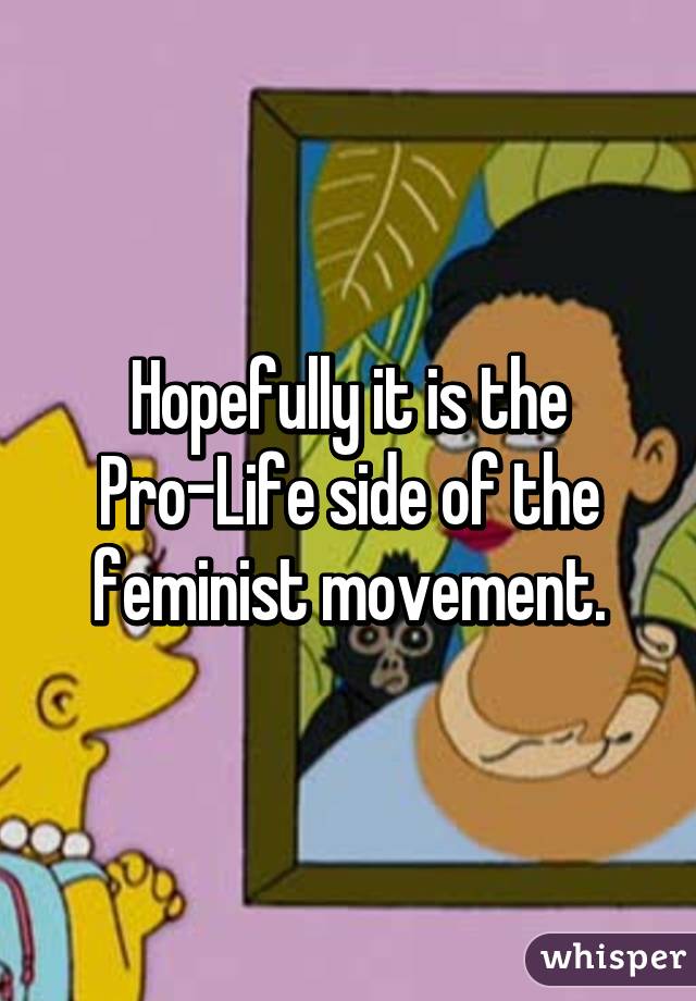 Hopefully it is the Pro-Life side of the feminist movement.