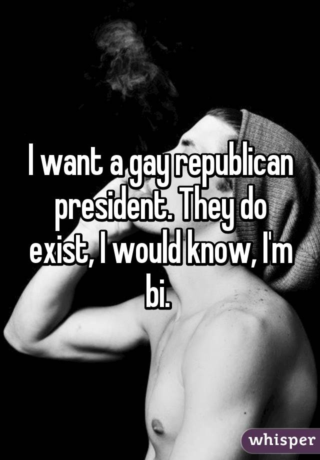 I want a gay republican president. They do exist, I would know, I'm bi. 