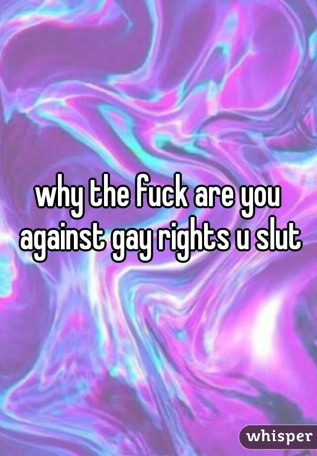 why the fuck are you against gay rights u slut