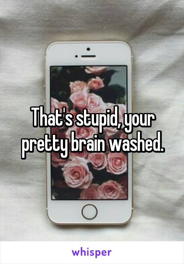 That's stupid, your pretty brain washed.