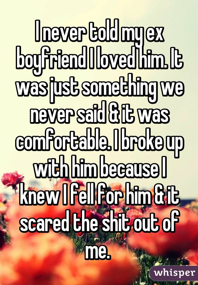 I never told my ex boyfriend I loved him. It was just something we never said & it was comfortable. I broke up with him because I knew I fell for him & it scared the shit out of me. 