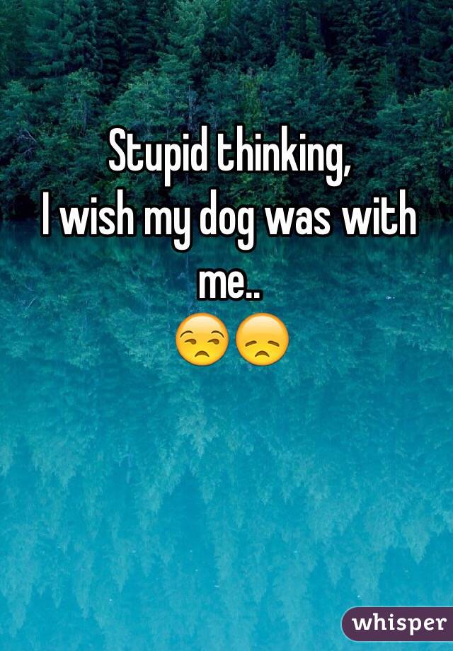 Stupid thinking,
I wish my dog was with me.. 
😒😞