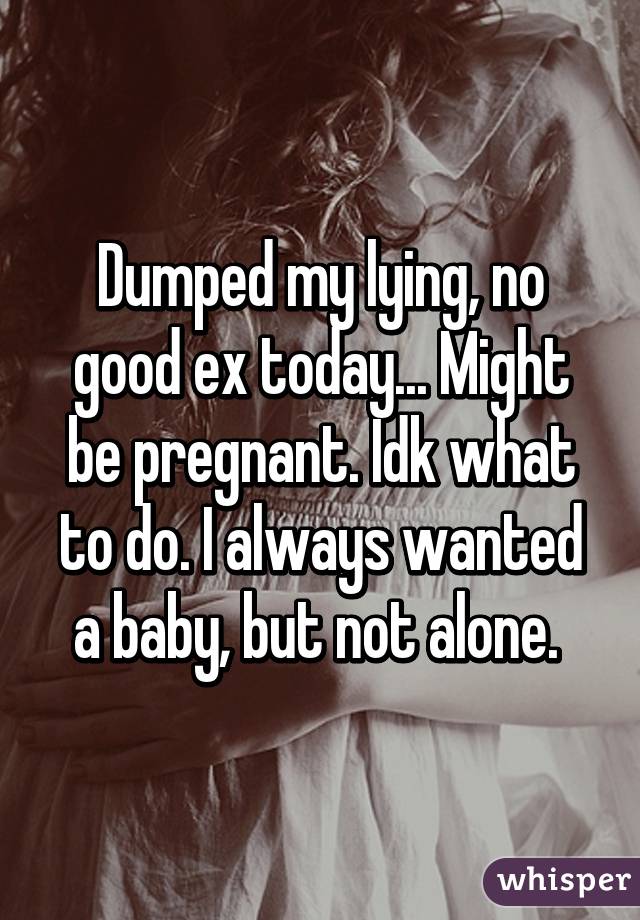 Dumped my lying, no good ex today... Might be pregnant. Idk what to do. I always wanted a baby, but not alone. 