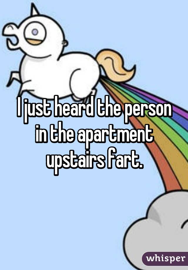 I just heard the person in the apartment upstairs fart.