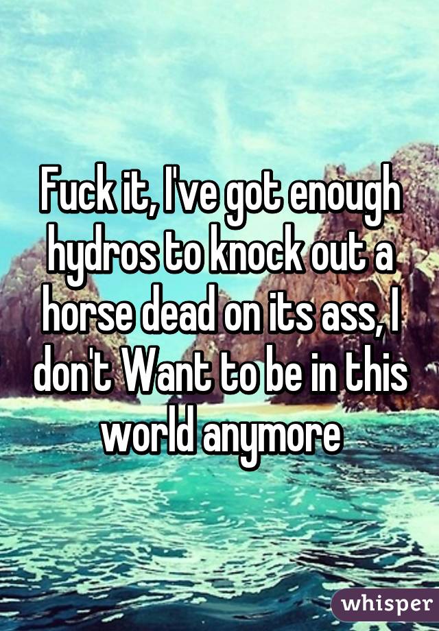 Fuck it, I've got enough hydros to knock out a horse dead on its ass, I don't Want to be in this world anymore