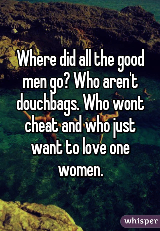 Where did all the good men go? Who aren't douchbags. Who wont cheat and who just want to love one women.