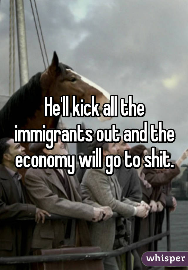 He'll kick all the immigrants out and the economy will go to shit.