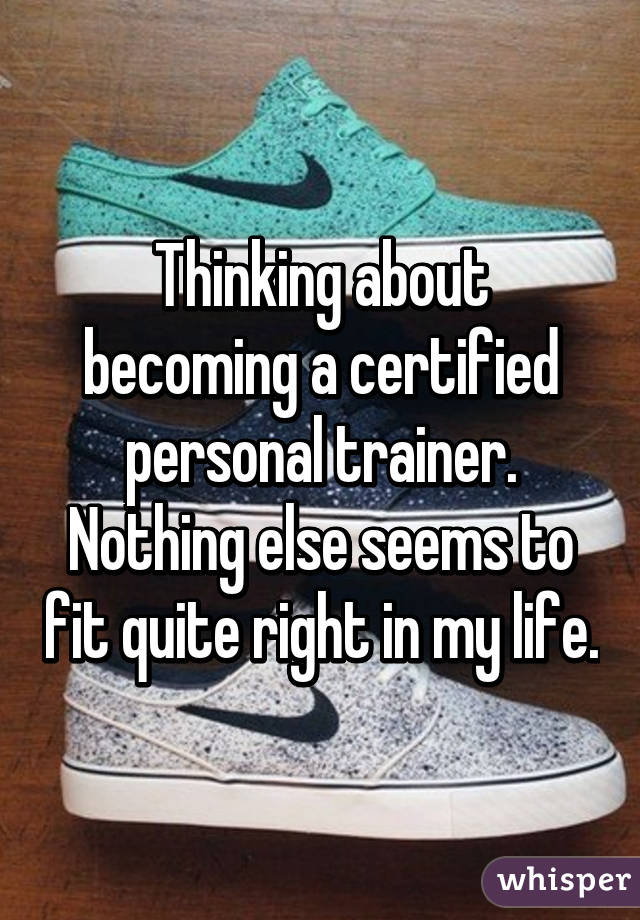 Thinking about becoming a certified personal trainer. Nothing else seems to fit quite right in my life.