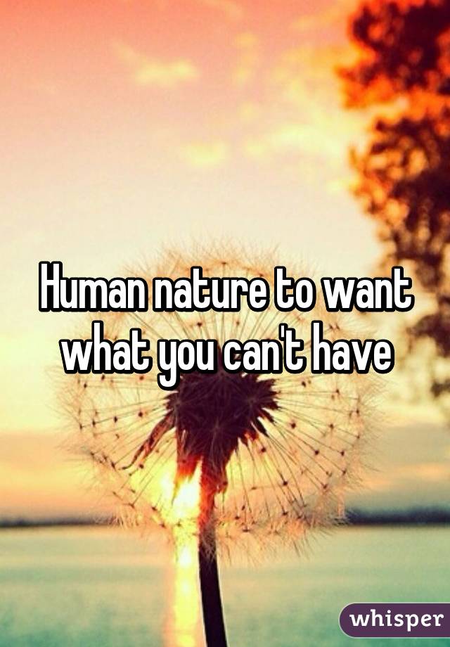 Human nature to want what you can't have
