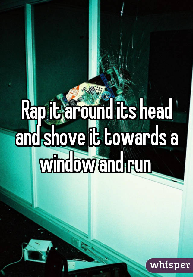 Rap it around its head and shove it towards a window and run 
