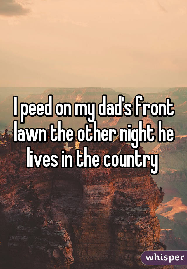 I peed on my dad's front lawn the other night he lives in the country 