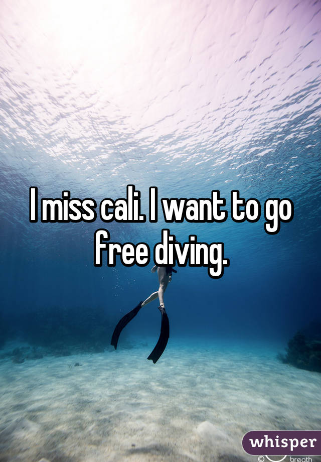 I miss cali. I want to go free diving.