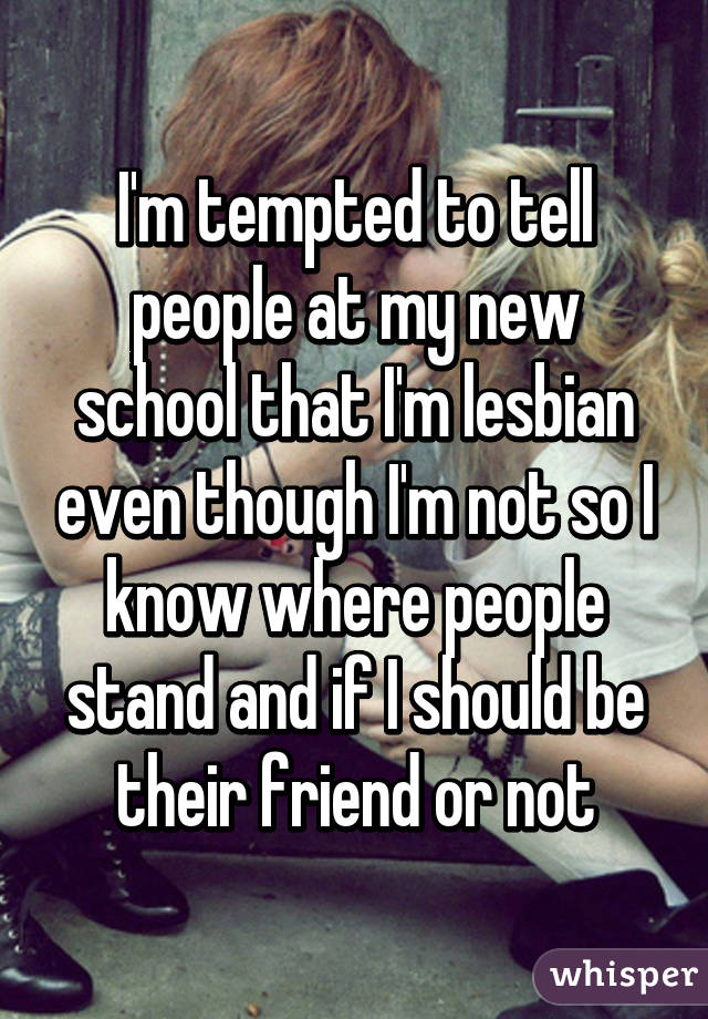 I'm tempted to tell people at my new school that I'm lesbian even though I'm not so I know where people stand and if I should be their friend or not