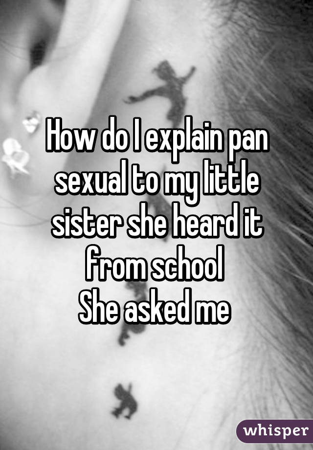 How do I explain pan sexual to my little sister she heard it from school 
She asked me 