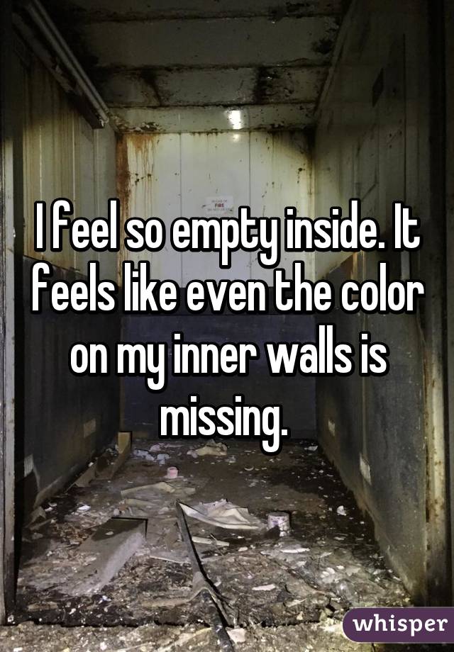 I feel so empty inside. It feels like even the color on my inner walls is missing. 