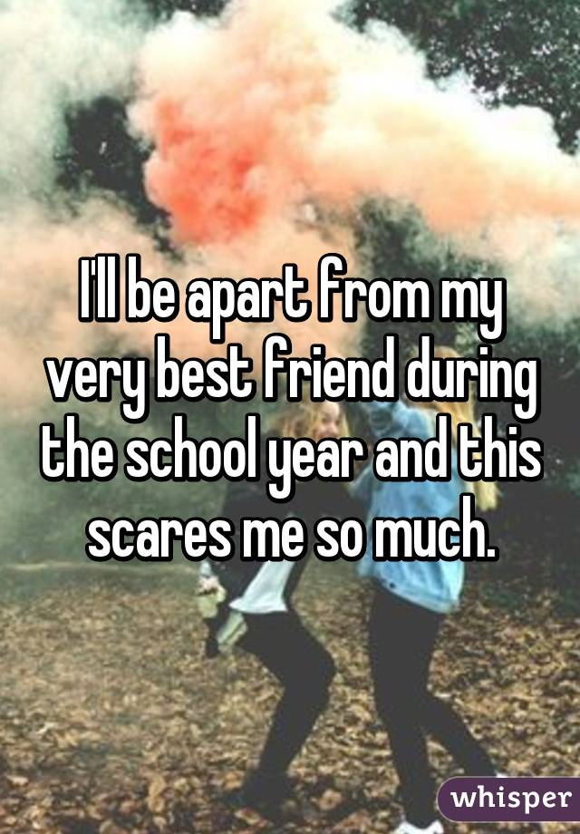 I'll be apart from my very best friend during the school year and this scares me so much.