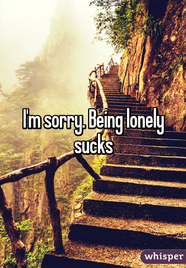 I'm sorry. Being lonely sucks