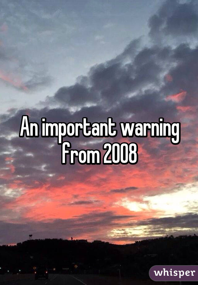 An important warning from 2008