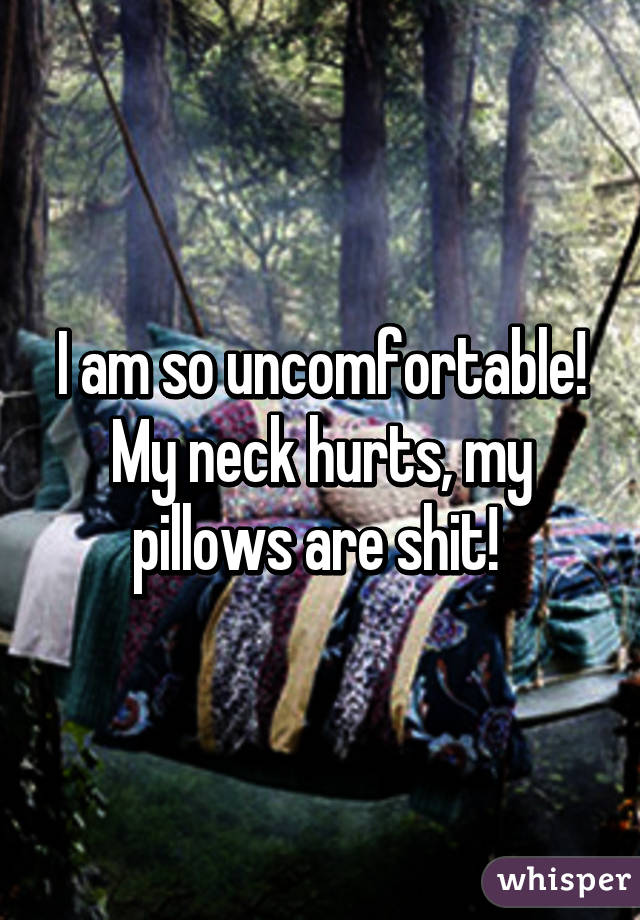 I am so uncomfortable! My neck hurts, my pillows are shit! 