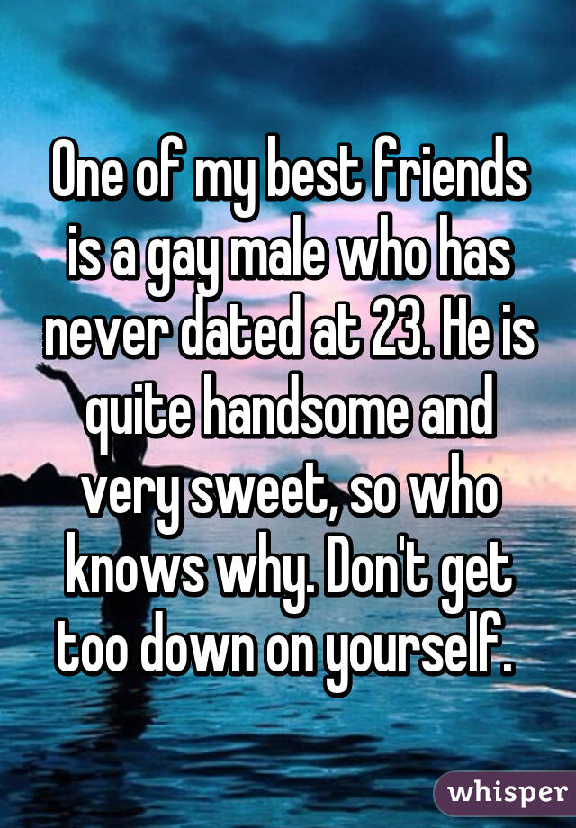 One of my best friends is a gay male who has never dated at 23. He is quite handsome and very sweet, so who knows why. Don't get too down on yourself. 