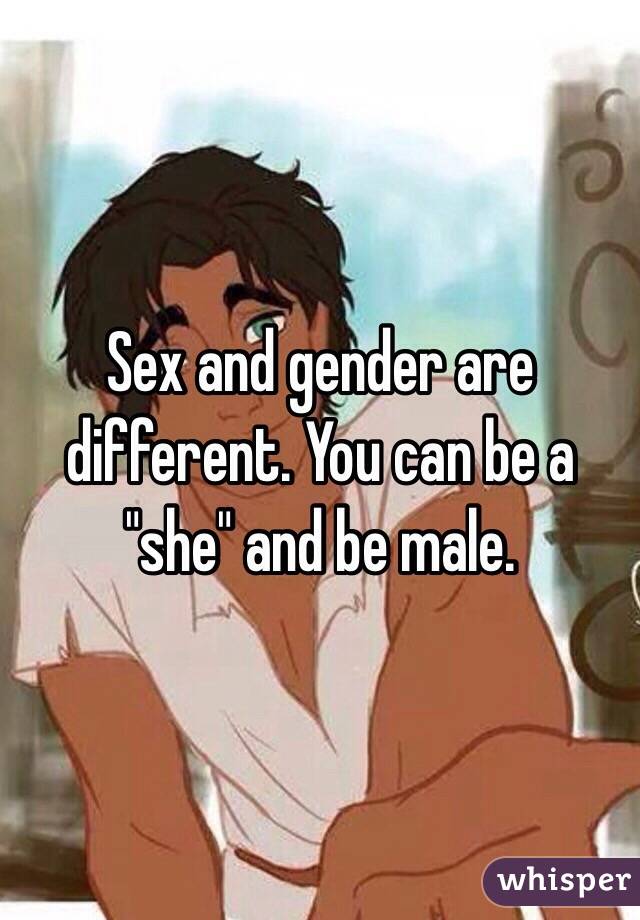 Sex and gender are different. You can be a "she" and be male.