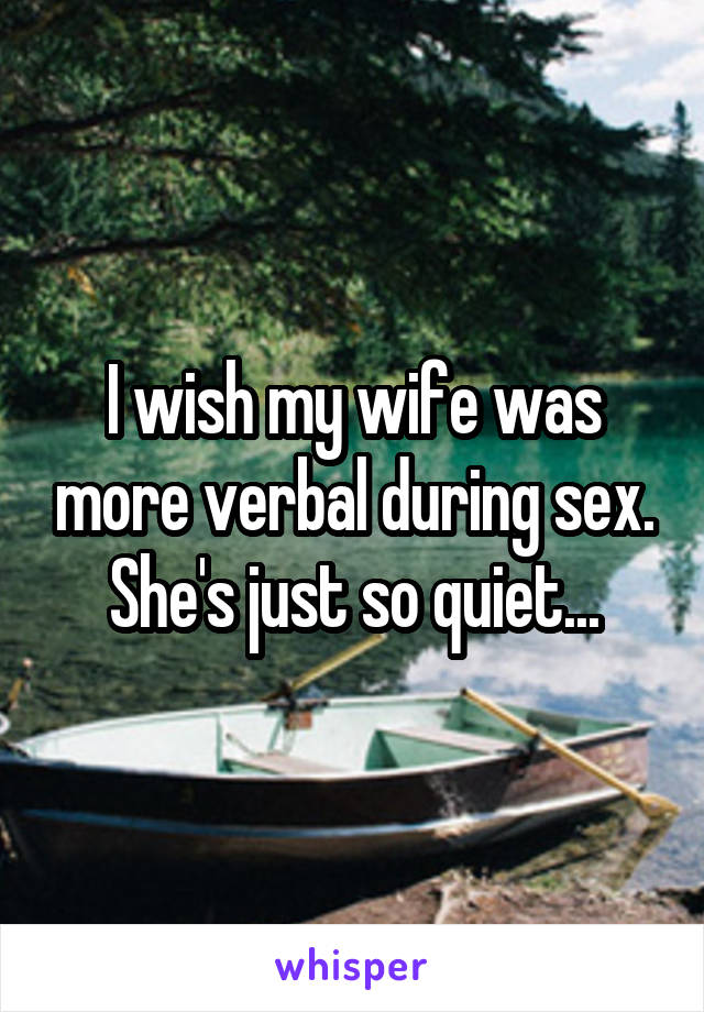 I wish my wife was more verbal during sex. She's just so quiet...