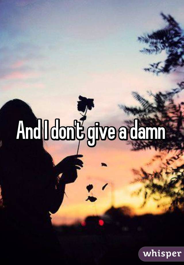 And I don't give a damn 