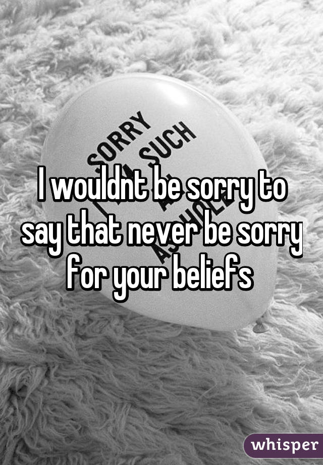 I wouldnt be sorry to say that never be sorry for your beliefs 