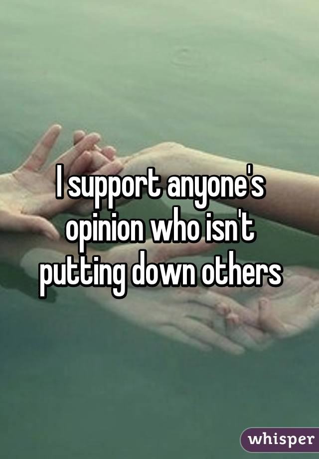 I support anyone's opinion who isn't putting down others