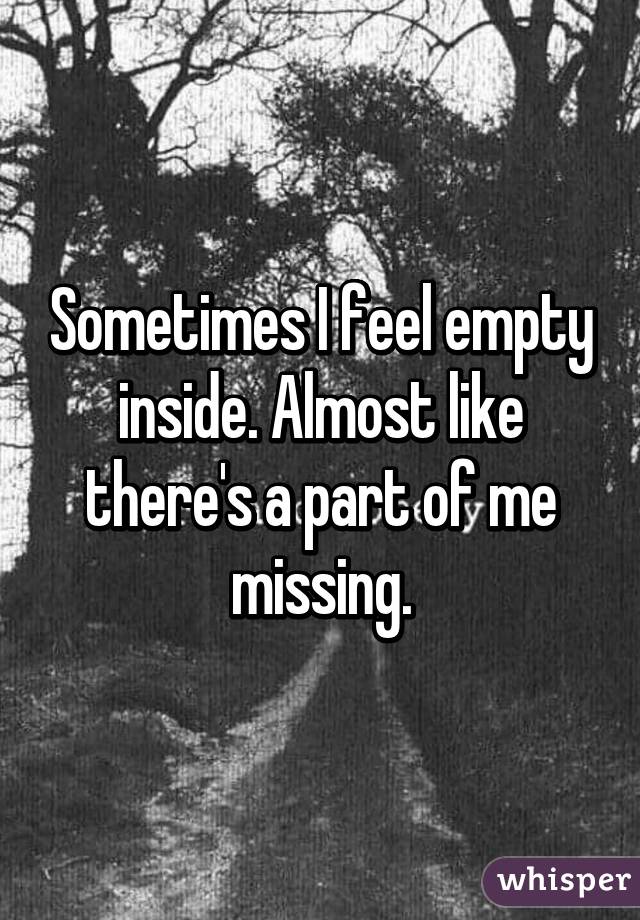 Sometimes I feel empty inside. Almost like there's a part of me missing.