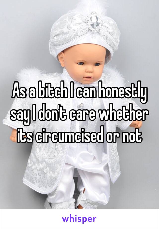 As a bitch I can honestly say I don't care whether its circumcised or not 