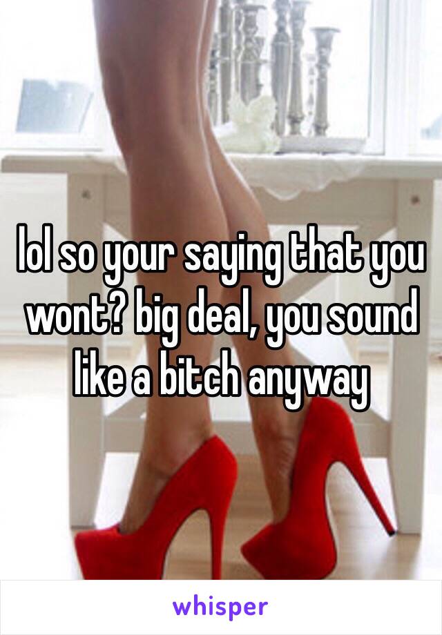 lol so your saying that you wont? big deal, you sound like a bitch anyway