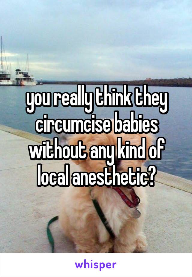 you really think they circumcise babies without any kind of local anesthetic?