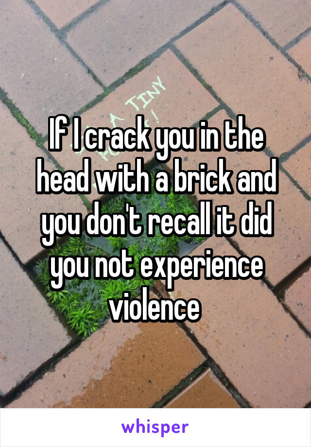 If I crack you in the head with a brick and you don't recall it did you not experience violence 