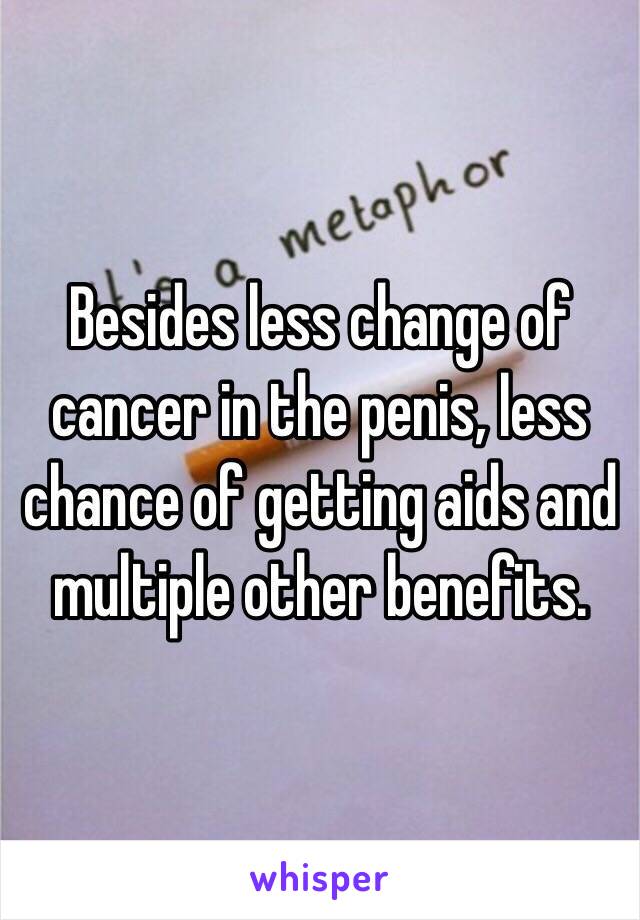 Besides less change of cancer in the penis, less chance of getting aids and multiple other benefits.