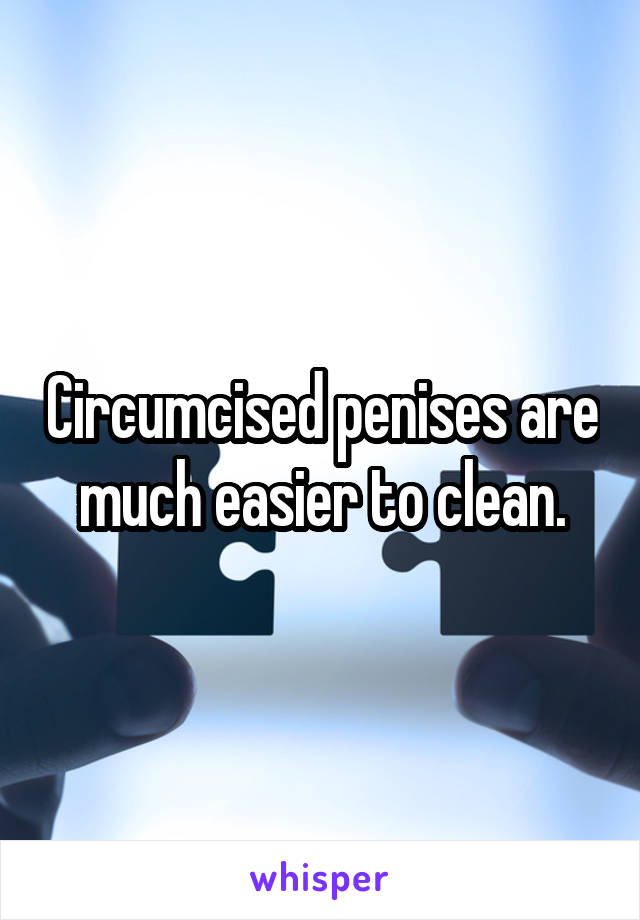 Circumcised penises are much easier to clean.